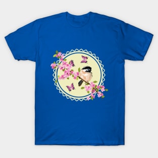 Spring Flowers And Bird Art T-Shirt